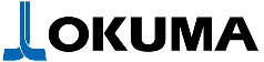 Okuma company logo with blue emblem and black text