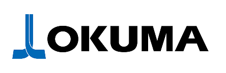 Okuma company logo with blue and black text
